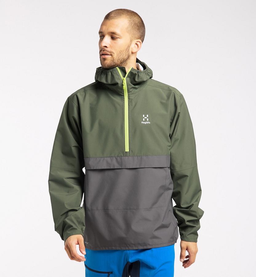 Haglöfs Mens Spira Waterproof Jacket Dark Green/Black New Zealand 56491RKCX